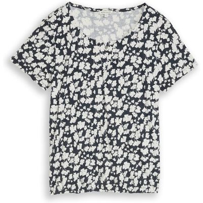 1050422 T-Shirt henley crincle alloverprint