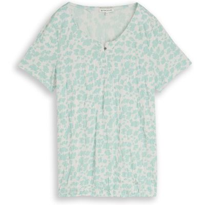 1050422 T-Shirt henley crincle alloverprint