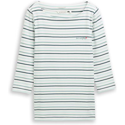 1050415 T-Shirt boat neck stripe