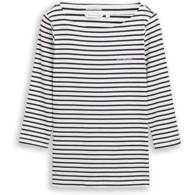 1050415 T-Shirt boat neck stripe