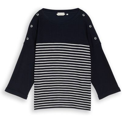 1050889 T-Shirt shoulder buttons stripe
