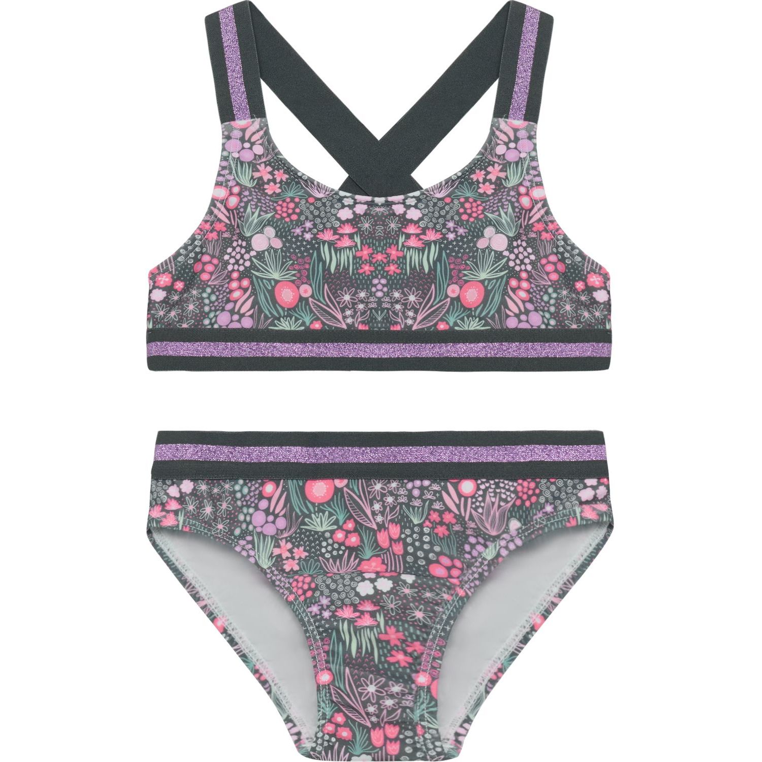 Bikini W. Contrast Straps AOP