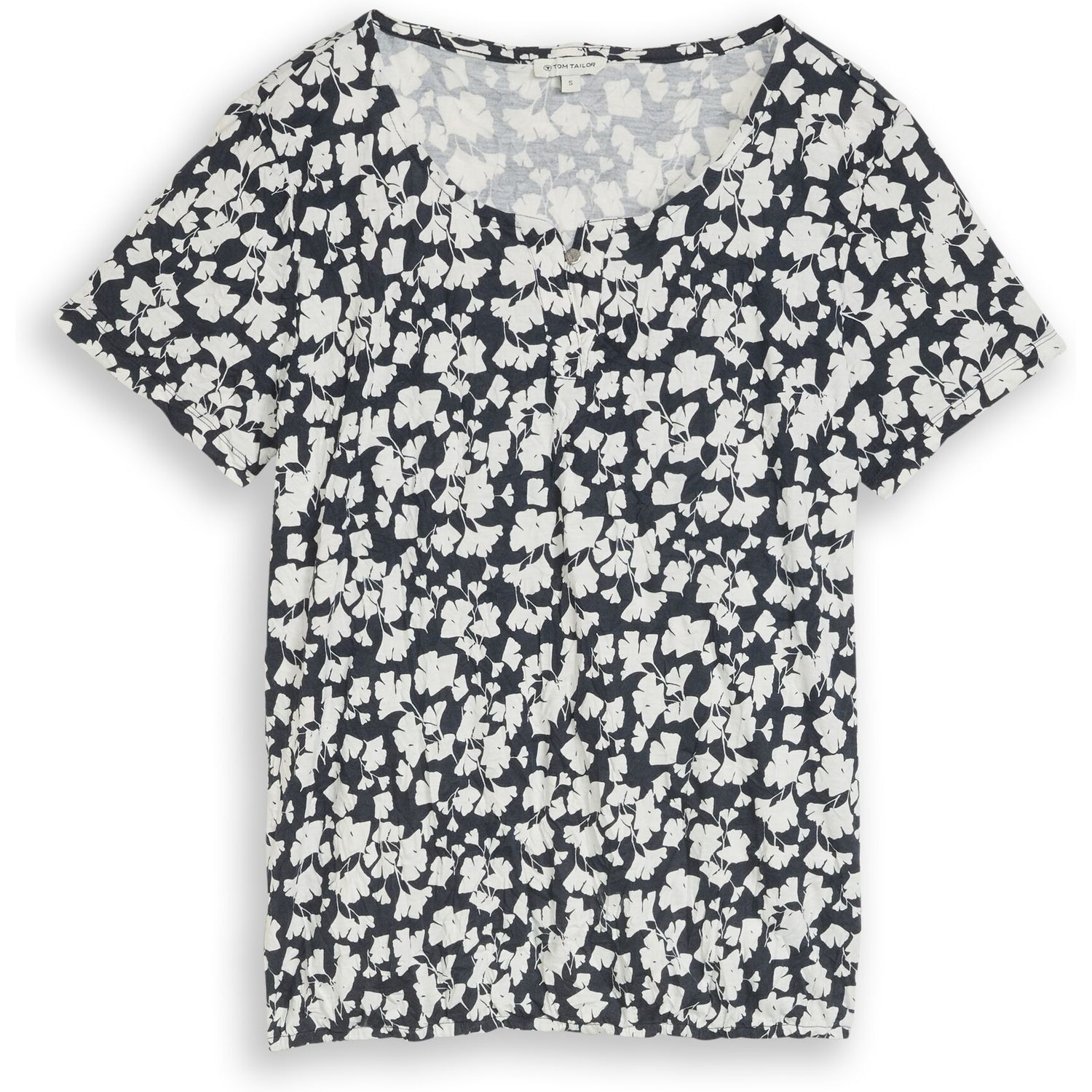 1050422 T-Shirt henley crincle alloverprint