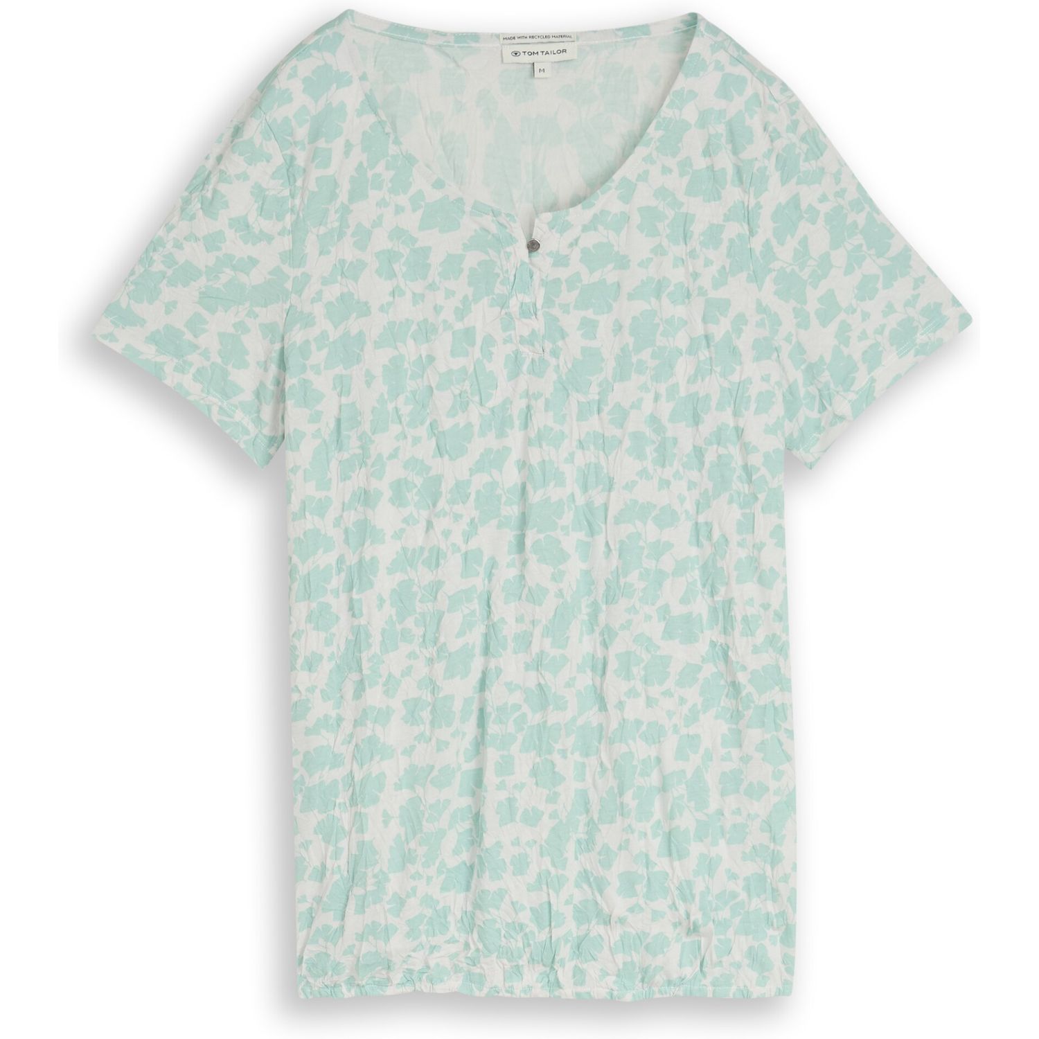 1050422 T-Shirt henley crincle alloverprint