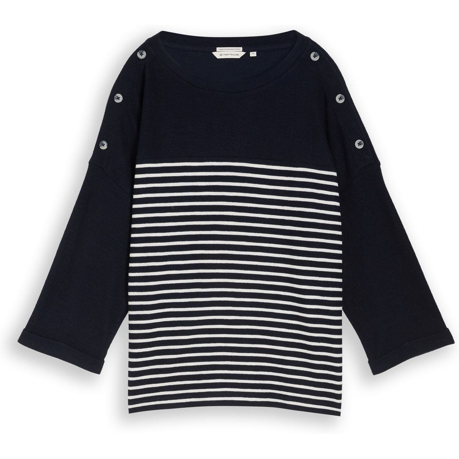 1050889 T-Shirt shoulder buttons stripe