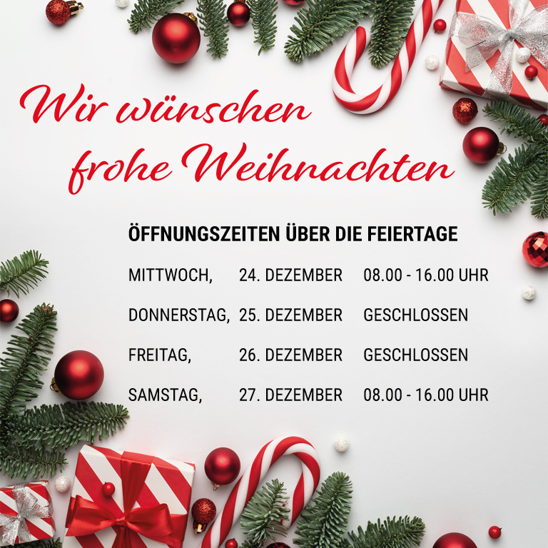 &Ouml;ffnungszeiten Weihnachten